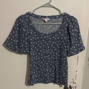 Women's XS LC Lauren Conrad Sweetheart Bubble-Sleeve Tee Med Blue